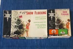 Pair Vintage Sno-Jet Snow Flocking Tree Wreath Christmas Decor Kit & Refill Box
